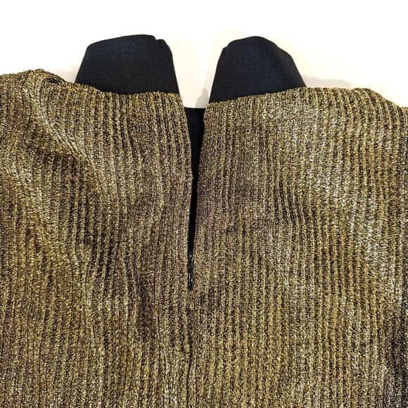Zara Dress Gold Lurex Mock Neck Sleeveless A Line Shimmery Shift Size Small - Picture 7 of 9